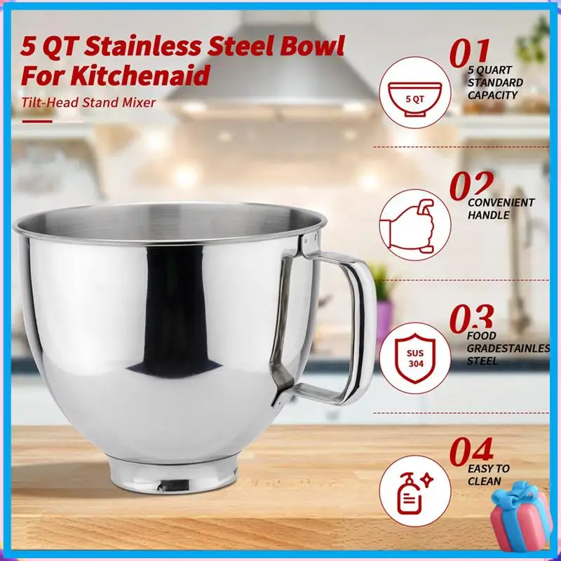 Discount-Stainless Steel Mixer Bowl 5QT Compatible With For KITCHENAID TILT-HEAD STAND MIXERS 4.5-5 Quart, 5 Quart Mixing Bowl
Discount-Stainless Steel Mixer Bowl 5QT Compatible With For KITCHENAID TILT-HEAD STAND MIXERS 4.5-5 Quart, 5 Quart Mixing Bowl