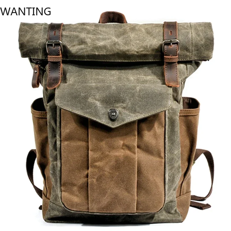 WANTING Luxury Vintage Canvas Backpacks for Men Oil Wax Canvas Leather Travel Backpack Large Waterproof Daypacks Retro Bagpack
WANTING Luxury Vintage Canvas Backpacks for Men Oil Wax Canvas Leather Travel Backpack Large Waterproof Daypacks Retro Bagpack