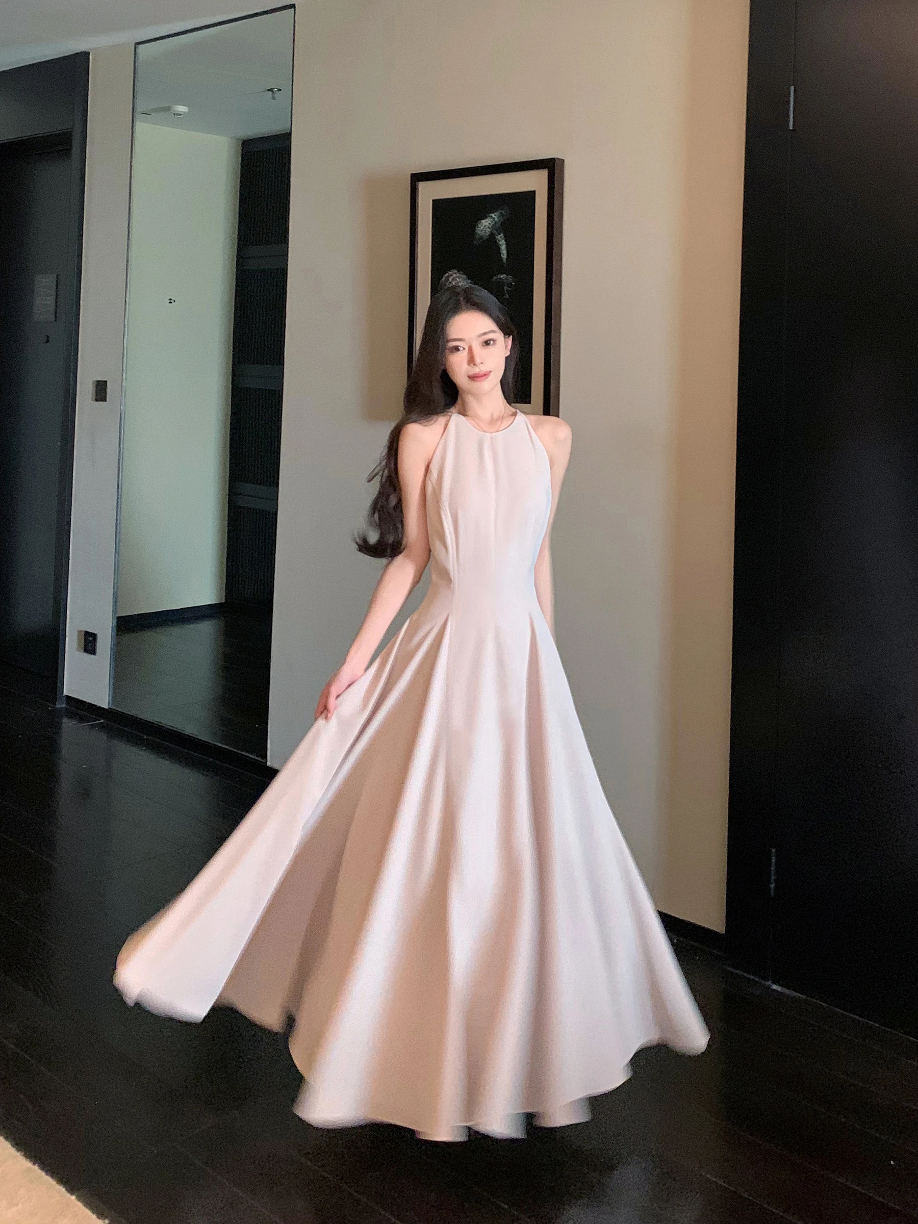 Butyou Off-Shoulder A-Line Dress Women's Pink Luxury Long Evening Gown French Style No-Sleeve round Neck for Party And Banquet
Butyou Off-Shoulder A-Line Dress Women's Pink Luxury Long Evening Gown French Style No-Sleeve round Neck for Party And Banquet