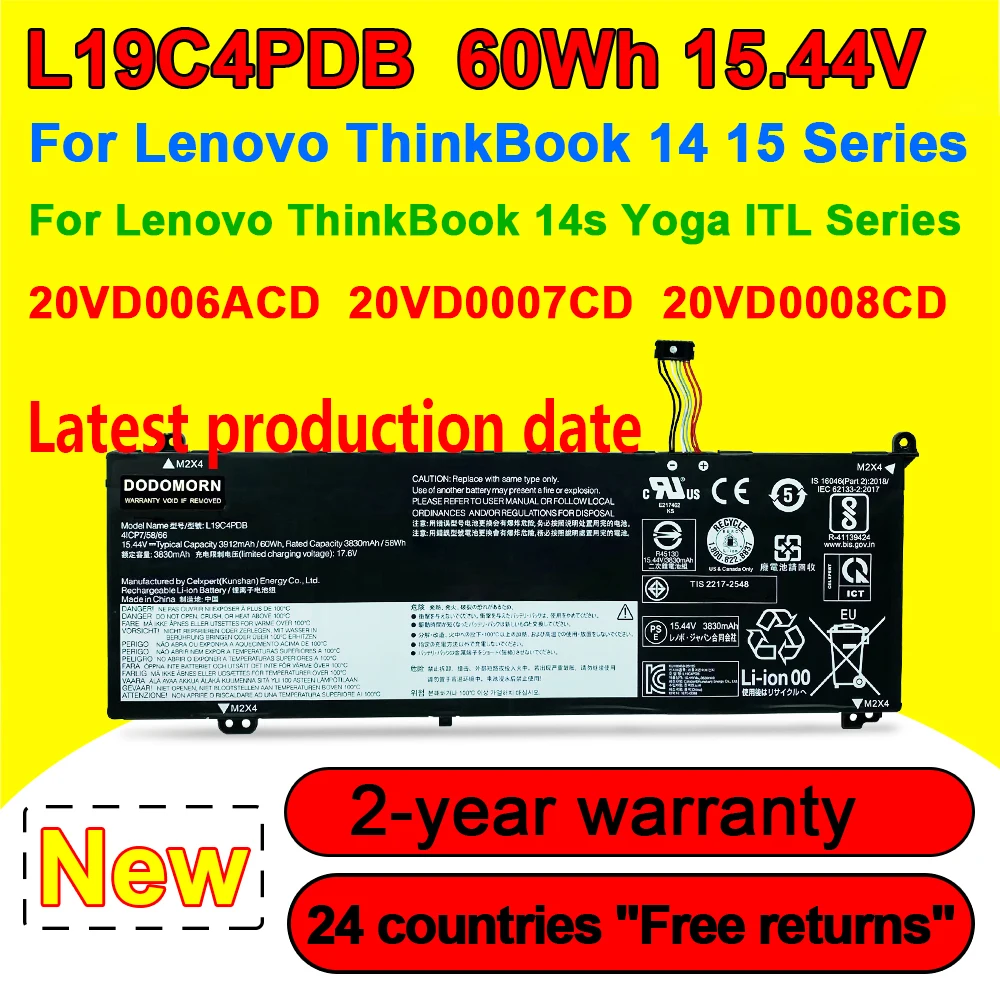NEW L19C4PDB Laptop Battery For Lenovo ThinkBook 14s Yoga ITL,ThinkBook 14 15 G2 G3 ITL Sereis SB10Z21205,5B10Z21209
NEW L19C4PDB Laptop Battery For Lenovo ThinkBook 14s Yoga ITL,ThinkBook 14 15 G2 G3 ITL Sereis SB10Z21205,5B10Z21209