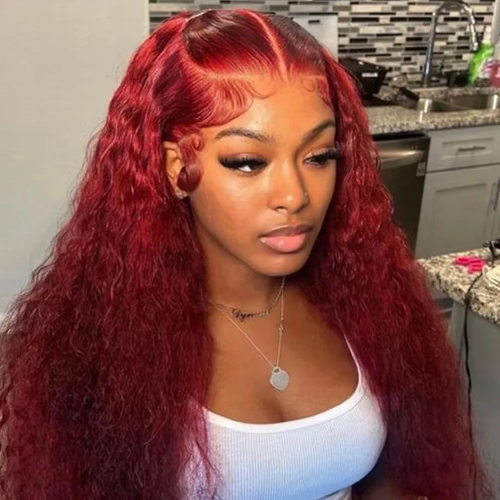 30 40 Inch 99J Burgundy Deep Wave Wig Human Hair 200Density 13x4 13x6 HD Transparent Lace Frontal Brazilian Curly Wigs For Women
30 40 Inch 99J Burgundy Deep Wave Wig Human Hair 200Density 13x4 13x6 HD Transparent Lace Frontal Brazilian Curly Wigs For Women
