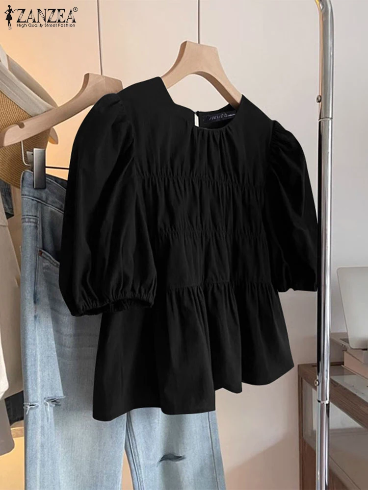ZANZEA Women Ruffled Blouse Short Sleeve Summer Tops 2025 Casual Solid Color Tunic Female Round Neck Pleated Blusas Oversized
ZANZEA Women Ruffled Blouse Short Sleeve Summer Tops 2025 Casual Solid Color Tunic Female Round Neck Pleated Blusas Oversized