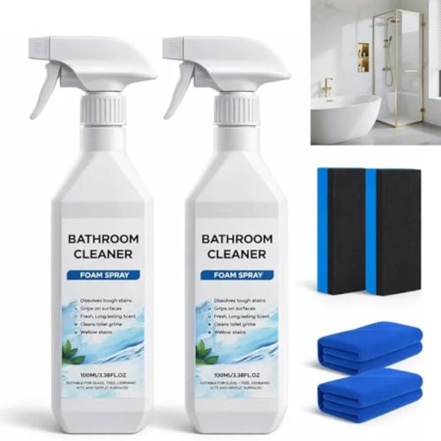 2PCS Powerful Scale Remover, Scale Remover Bathroom Cleaner Foam Spray, 100MLBathroom and Shower Foamer Aerosol, Suitable for T
2PCS Powerful Scale Remover, Scale Remover Bathroom Cleaner Foam Spray, 100MLBathroom and Shower Foamer Aerosol, Suitable for T