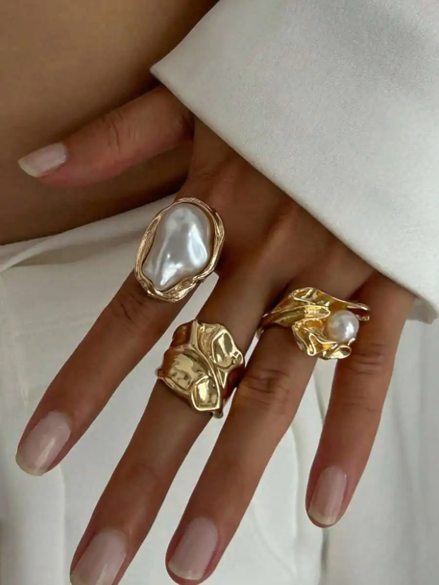 6pcs Vintage Baroque Style Faux Pearl Flower Rings For Women Daily Wear Party Gift
6pcs Vintage Baroque Style Faux Pearl Flower Rings For Women Daily Wear Party Gift