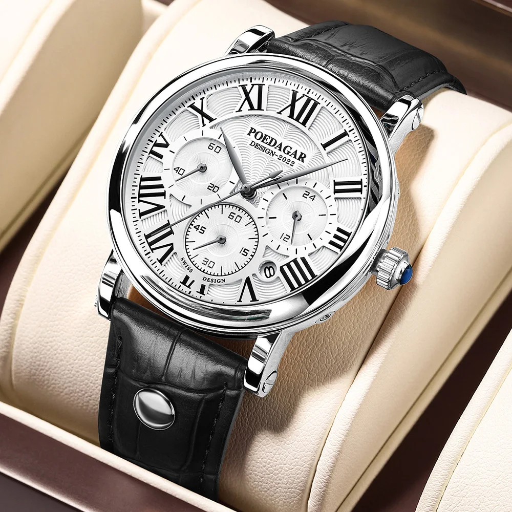 POEDAGAR Luxury Quartz Men Wristwatch Chronograph Date Business Male Watch Waterproof Leather Fashion Men's Watches Reloj Hombre
POEDAGAR Luxury Quartz Men Wristwatch Chronograph Date Business Male Watch Waterproof Leather Fashion Men's Watches Reloj Hombre
