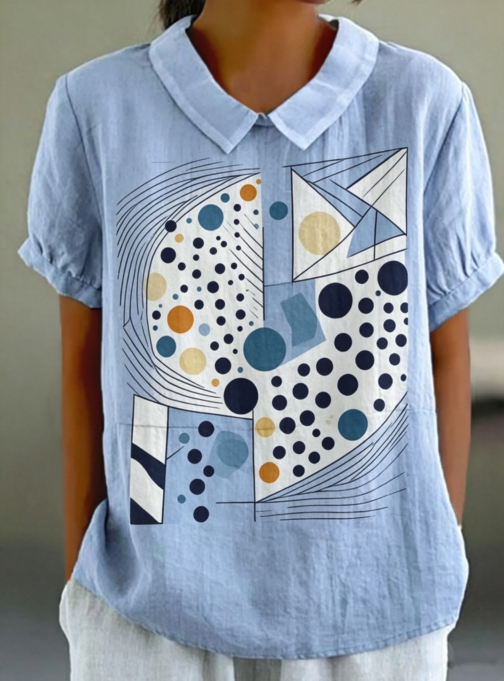 Women's Abstract Geometric Art Print Peter Pan Collar Short Sleeve Casual Loose Summer Daily Streetwear Modern Blouse Shirt Top
Women's Abstract Geometric Art Print Peter Pan Collar Short Sleeve Casual Loose Summer Daily Streetwear Modern Blouse Shirt Top