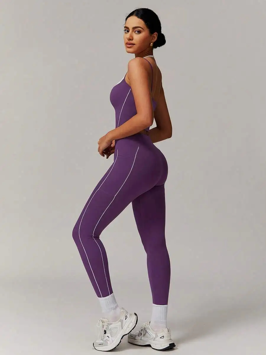 Purple 2-Piece Yoga Set Women Sports Vest And Leggings For Fitness Exercise
Purple 2-Piece Yoga Set Women Sports Vest And Leggings For Fitness Exercise