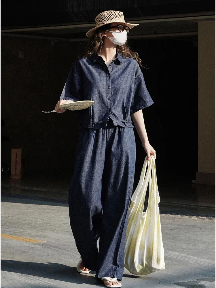 Drawstring Denim Shirt For Women Loose Casual Lapel Short Sleeves Top Female Streetwear Clothing 2025 Summer 2DA1262
Drawstring Denim Shirt For Women Loose Casual Lapel Short Sleeves Top Female Streetwear Clothing 2025 Summer 2DA1262