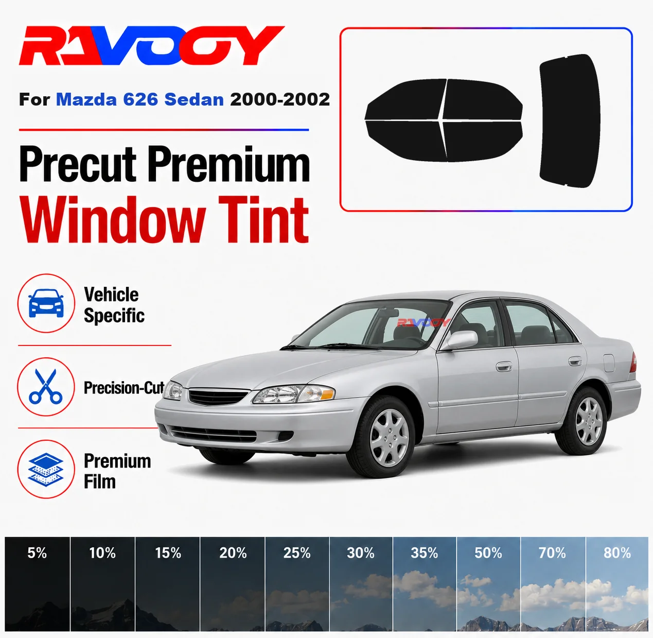 Premium Precut Window Tint Kit Front Rear Windows Rear Windshield For Mazda 626 Sedan 2000-2002 Complete Set Nano Ceramic Film
Premium Precut Window Tint Kit Front Rear Windows Rear Windshield For Mazda 626 Sedan 2000-2002 Complete Set Nano Ceramic Film