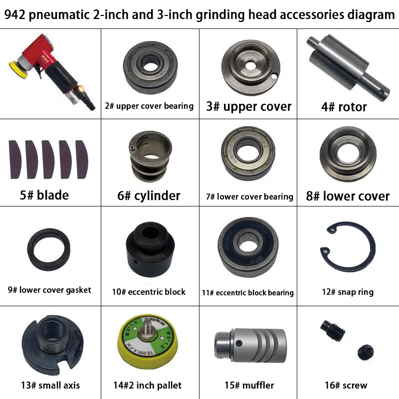 2 Inch 942 Pneumatic Grinder Head Air Die Grinder Replacement Repair Parts For Small Air Grinder Maintenance Accessories
2 Inch 942 Pneumatic Grinder Head Air Die Grinder Replacement Repair Parts For Small Air Grinder Maintenance Accessories