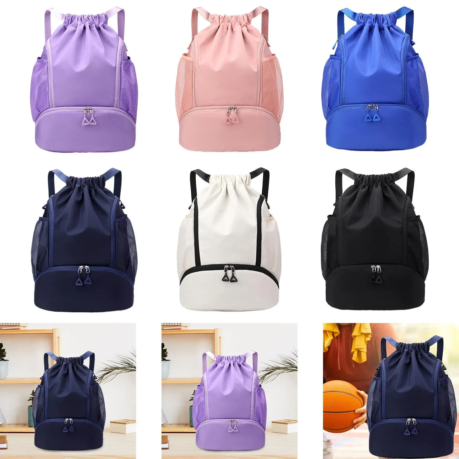 Drawstring Backpack Basketball Waterproof with Side Pockets for Men/Women 
Drawstring Backpack Basketball Waterproof with Side Pockets for Men/Women