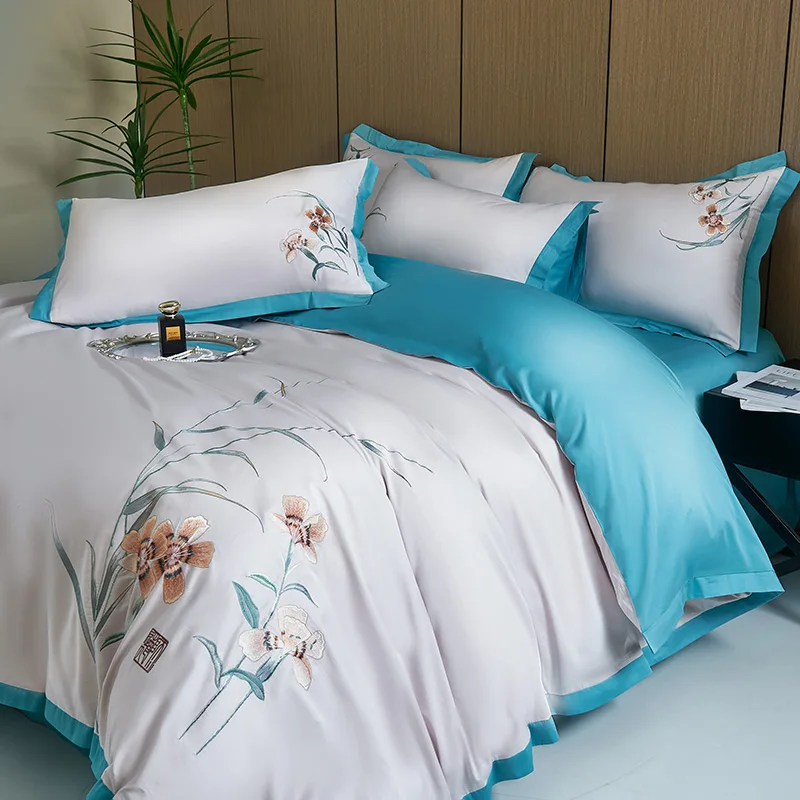 White Blue Egyptian Cotton Bedding Sets Luxury Flowers Embroidery Duvet Cover Fitted Bed Sheet Mattress Cover Pillowcases
White Blue Egyptian Cotton Bedding Sets Luxury Flowers Embroidery Duvet Cover Fitted Bed Sheet Mattress Cover Pillowcases