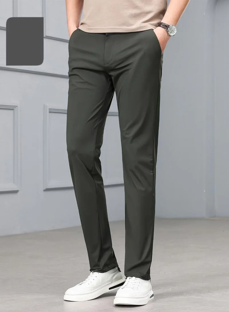 2025 Summer Men's Ice Silk High Stretch Business Suit Pants Male Army Green Blue Elastic Formal Office Straight Formal Trousers
2025 Summer Men's Ice Silk High Stretch Business Suit Pants Male Army Green Blue Elastic Formal Office Straight Formal Trousers