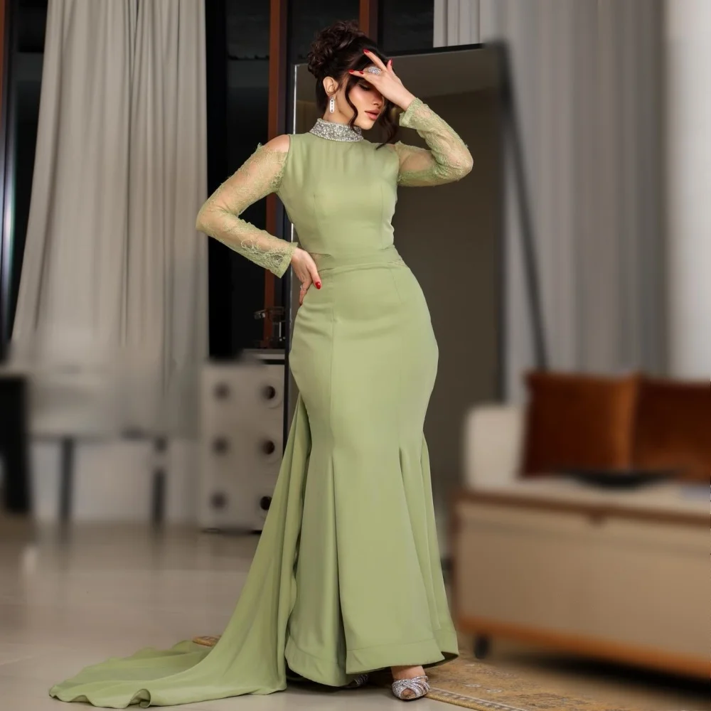 Customized Elegant Women's Evening Gowns Lace Long Sleeves Backless Glitter High Quality Mermaid Wedding Party Dress for Banquet
Customized Elegant Women's Evening Gowns Lace Long Sleeves Backless Glitter High Quality Mermaid Wedding Party Dress for Banquet