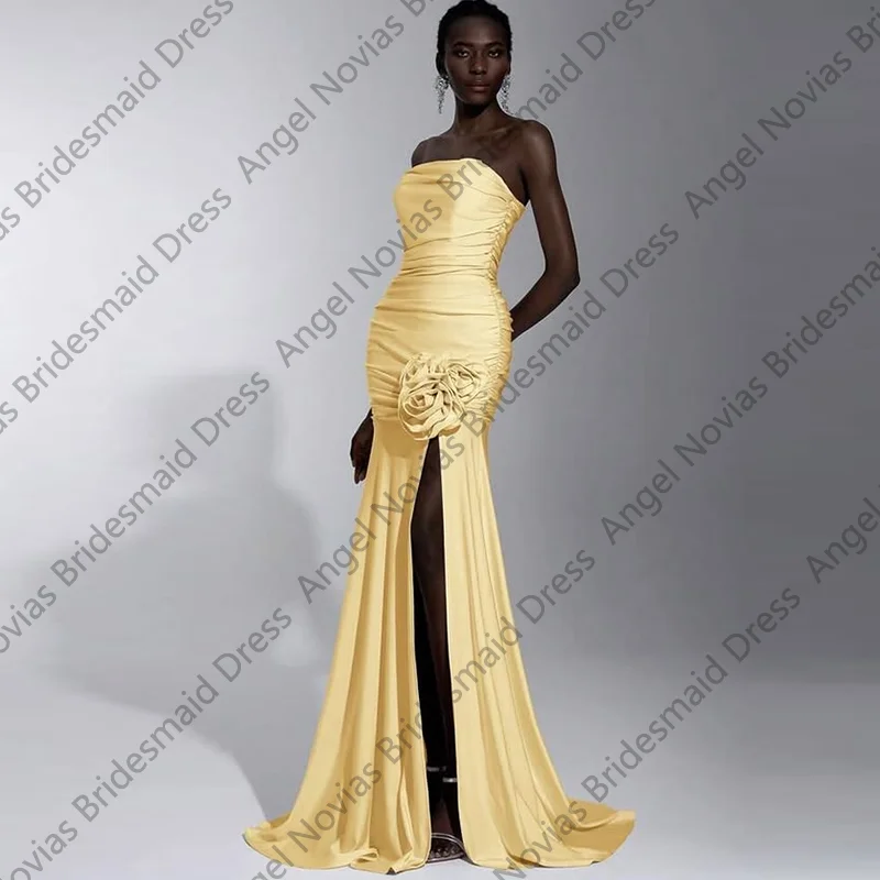 Long Yellow Bridesmaid Dresses with Split Customized Wedding Guest Party Gowns vestido de madrinha de casamento
Long Yellow Bridesmaid Dresses with Split Customized Wedding Guest Party Gowns vestido de madrinha de casamento
