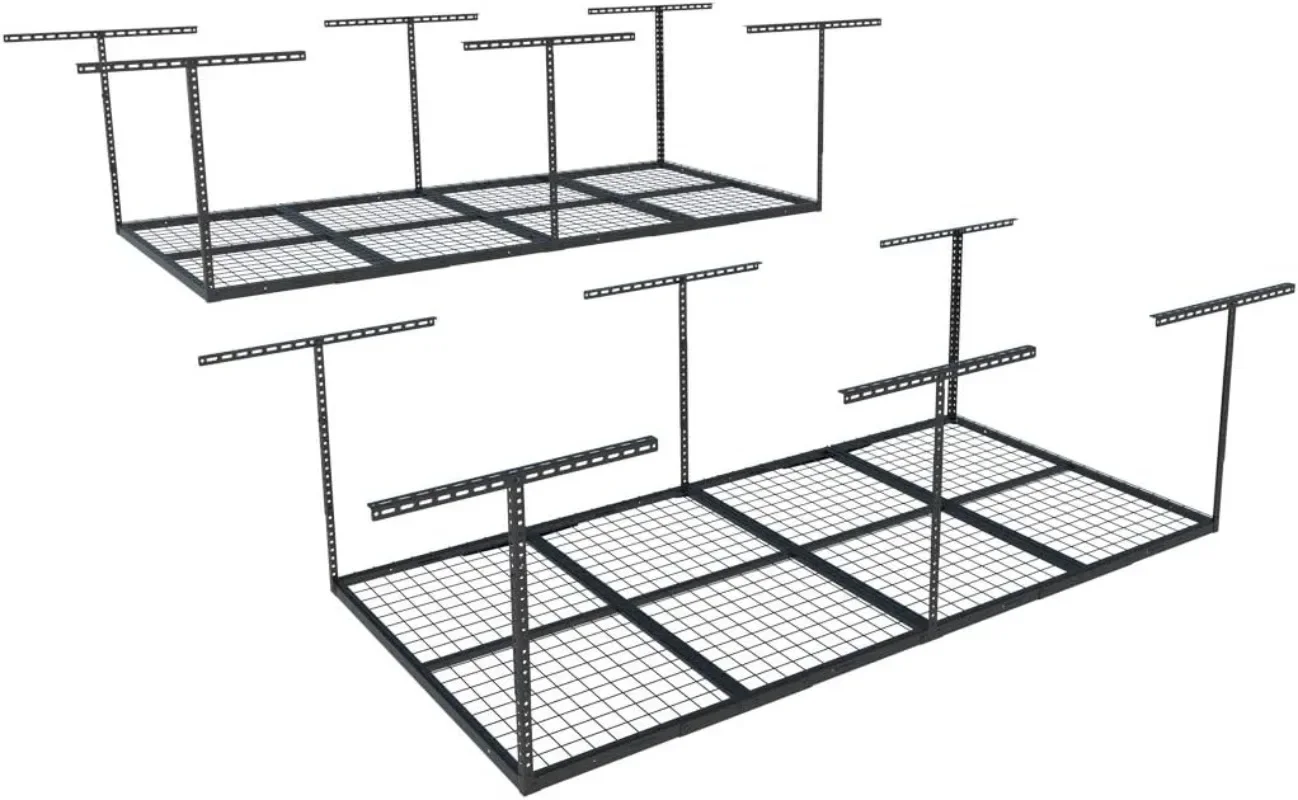 FLEXIMOUNTS 4x8 Overhead Garage Storage Rack, Adjustable Organization System, Heavy-Duty Metal Ceiling Racks, 2 pack, Black
FLEXIMOUNTS 4x8 Overhead Garage Storage Rack, Adjustable Organization System, Heavy-Duty Metal Ceiling Racks, 2 pack, Black