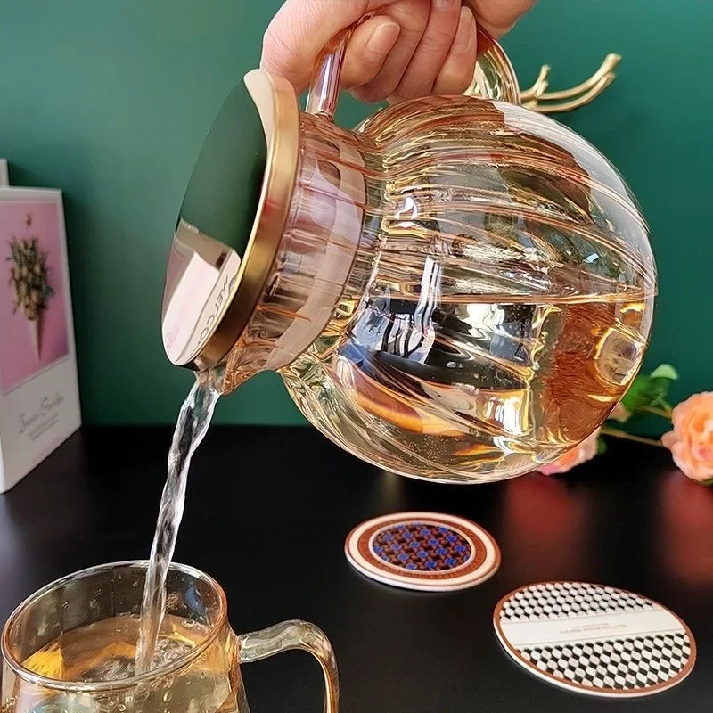 Kawaii Color Pumpkin Glass Kettle Pots Teapot Thermal Water Bottle 1000ml with Cup Moka Pot Home Appliance Kitchen Accessories
Kawaii Color Pumpkin Glass Kettle Pots Teapot Thermal Water Bottle 1000ml with Cup Moka Pot Home Appliance Kitchen Accessories