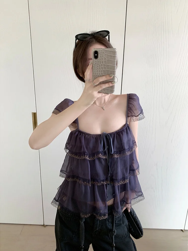 Panhaili Summer Lace Trim Blouse Square Collar off Shoulder Women's Fashion Shirt Casual Loose Fit Breathable Short Sleeve
Panhaili Summer Lace Trim Blouse Square Collar off Shoulder Women's Fashion Shirt Casual Loose Fit Breathable Short Sleeve