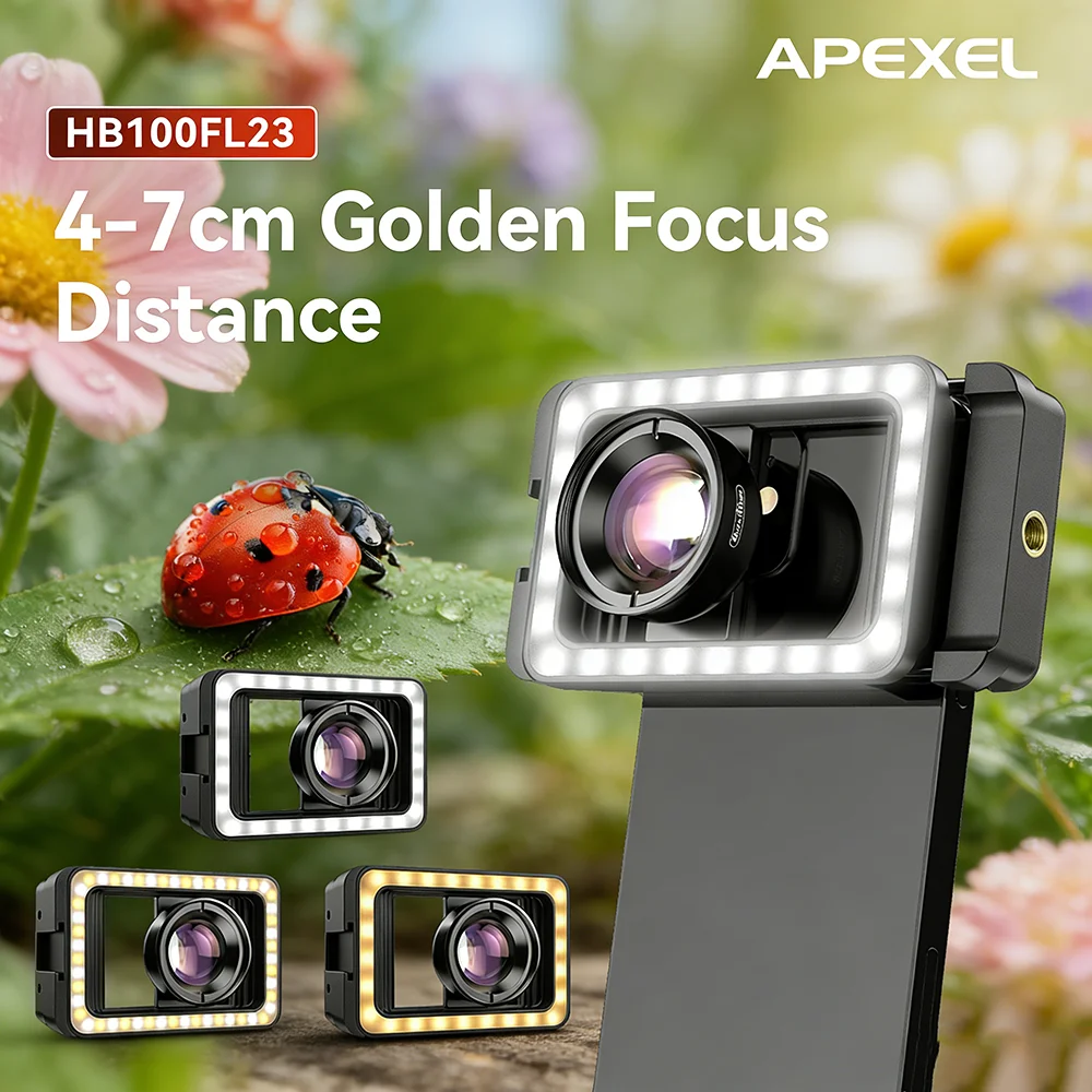 APEXEL Macro Lens for iPhone and Android with LED Fill Light, Portable Lens for Smartphone Photography
APEXEL Macro Lens for iPhone and Android with LED Fill Light, Portable Lens for Smartphone Photography