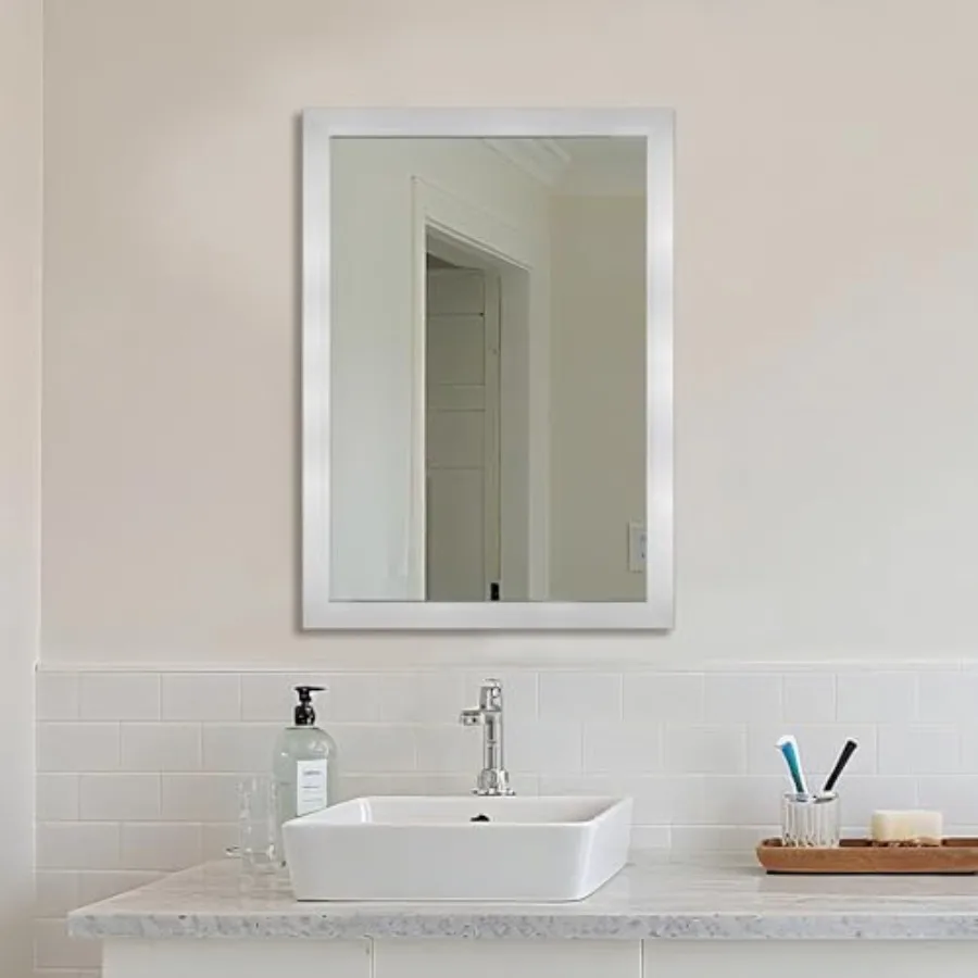 20 x 28 Rectangular Wall Mirror for Over Sink Entryway Bedroom and Living Room Slim Frameless Design with Modern Nickel Finish
20 x 28 Rectangular Wall Mirror for Over Sink Entryway Bedroom and Living Room Slim Frameless Design with Modern Nickel Finish
