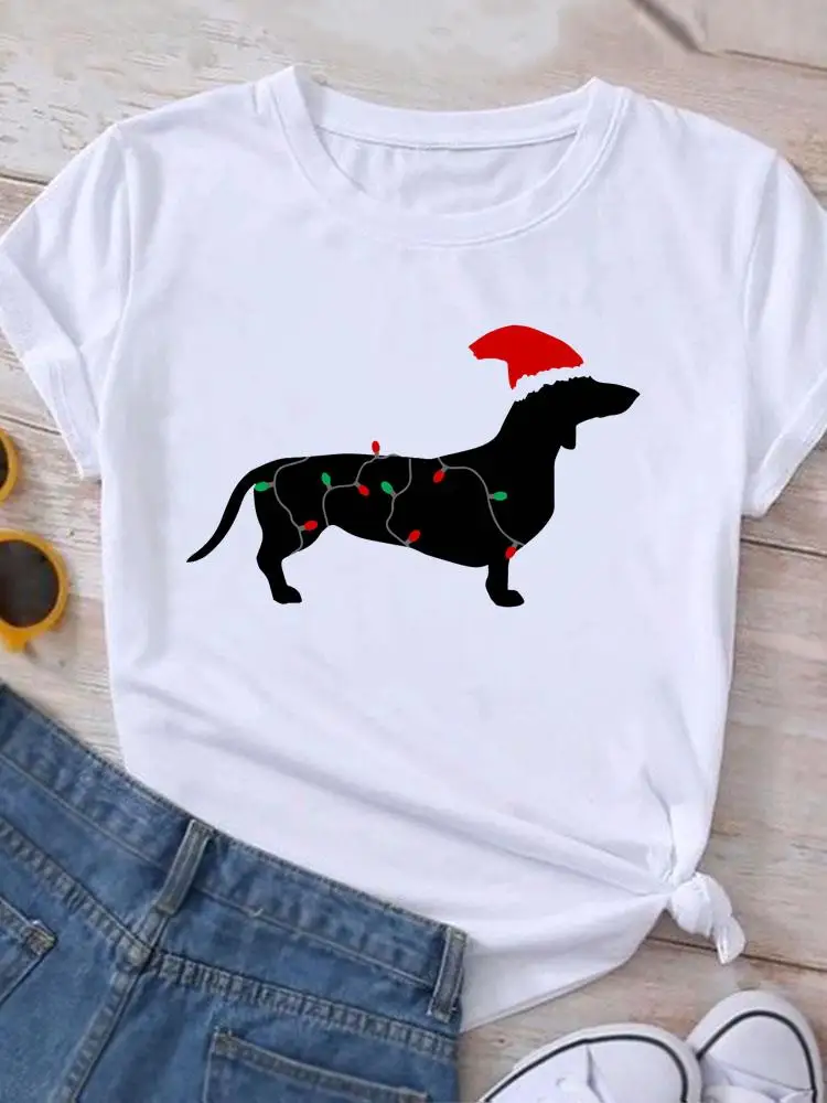 Dog Funny Trend Print T-shirt Top Fashion Clothing New Year Christmas Graphic T Shirt Women Holiday Female Short Sleeve Tee
Dog Funny Trend Print T-shirt Top Fashion Clothing New Year Christmas Graphic T Shirt Women Holiday Female Short Sleeve Tee