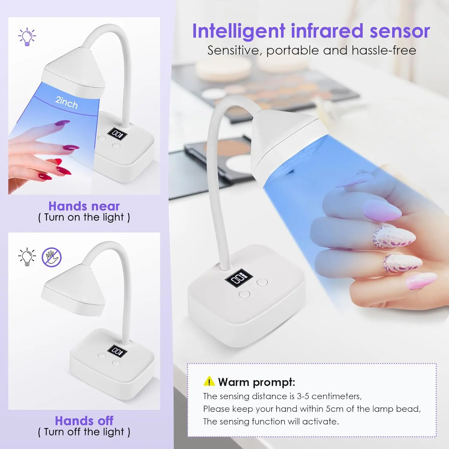 Wireless Nail Lamp LED UV Nail Dryer Rechargeable Auto Sensing Touch Control Fast Drying Nail Light 360° Bendable Table Lamp
Wireless Nail Lamp LED UV Nail Dryer Rechargeable Auto Sensing Touch Control Fast Drying Nail Light 360° Bendable Table Lamp