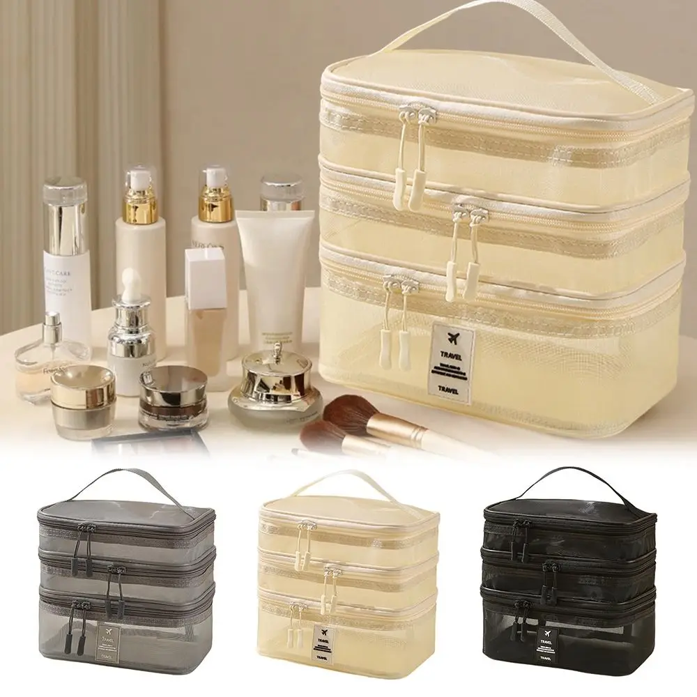New 3 Layer Cosmetic Bag Transparent Mesh Large Capacity Make Up Organizer Bag Multifunctional Makeup Case Travel
New 3 Layer Cosmetic Bag Transparent Mesh Large Capacity Make Up Organizer Bag Multifunctional Makeup Case Travel