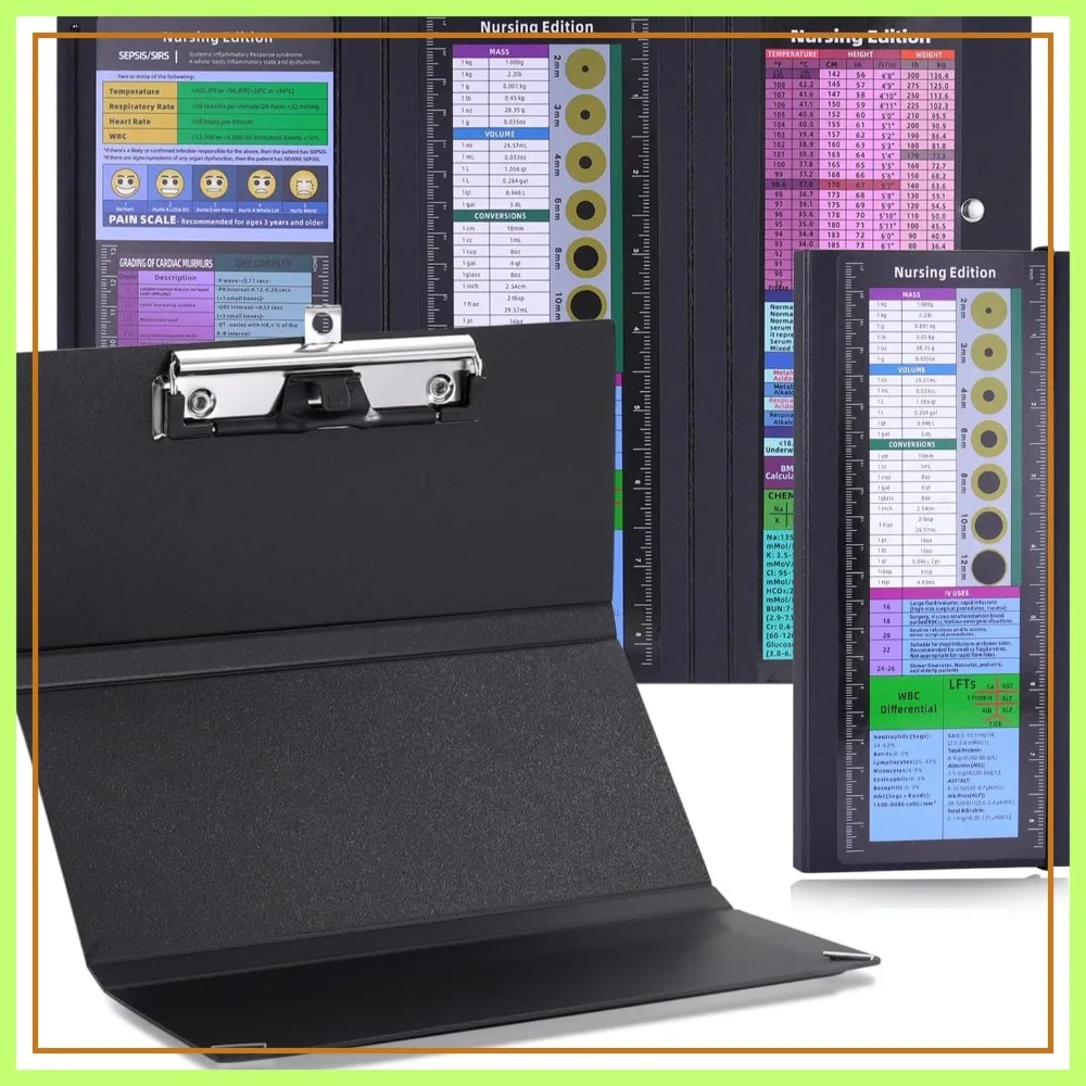 Foldable Nursing Clipboard 2-Pack, Thick Medical Writing Board with Pen Holder & Ruler, Portable for Clinical Duty
Foldable Nursing Clipboard 2-Pack, Thick Medical Writing Board with Pen Holder & Ruler, Portable for Clinical Duty