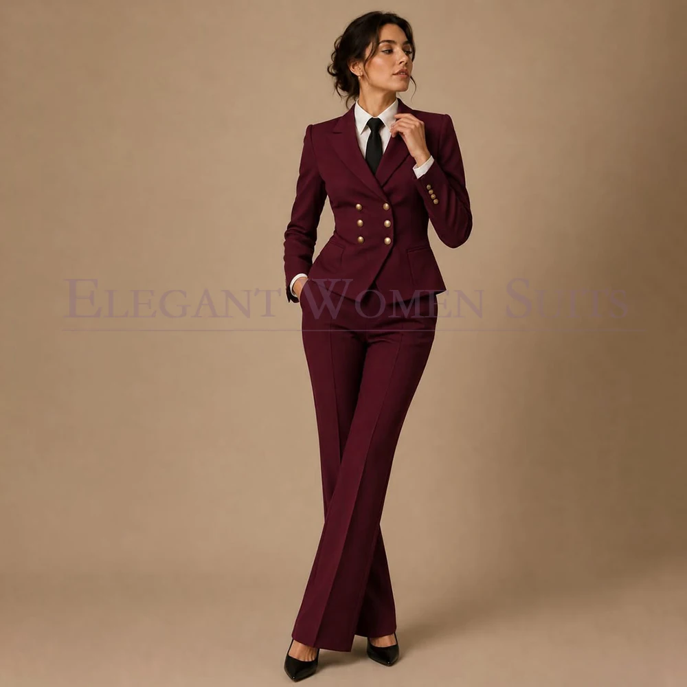 Burgundy Women's 2 Piece Suits High Quality Double Breasted Peak Lapel Slim Fit Jacket Pants Outfits Office Outfits
Burgundy Women's 2 Piece Suits High Quality Double Breasted Peak Lapel Slim Fit Jacket Pants Outfits Office Outfits