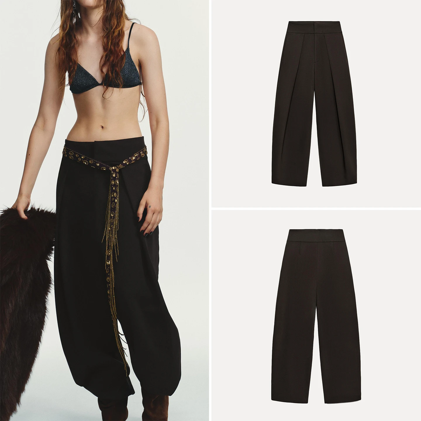 Плиссированные женские брюки с силуэтом воздушных шаров, осень 2024, повседневные широкие брюки, модный дизайн с драпировкой, женская мода
Плиссированные женские брюки с силуэтом воздушных шаров, осень 2024, повседневные широкие брюки, модный дизайн с драпировкой, женская мода