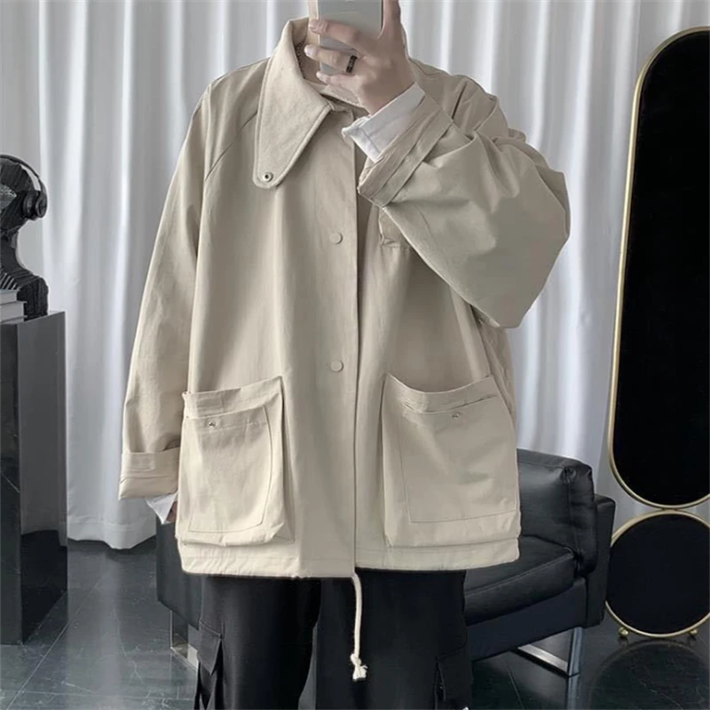Cargo Jackets Men Spring Autumn Turn Down Collar Coats Loose Single-breasted Jacket Male Chaquetas De Hombre
Cargo Jackets Men Spring Autumn Turn Down Collar Coats Loose Single-breasted Jacket Male Chaquetas De Hombre