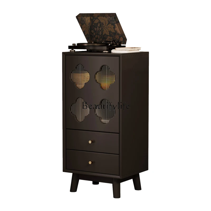 French retro solid wood black wall storage small cabinet living room storage locker
French retro solid wood black wall storage small cabinet living room storage locker