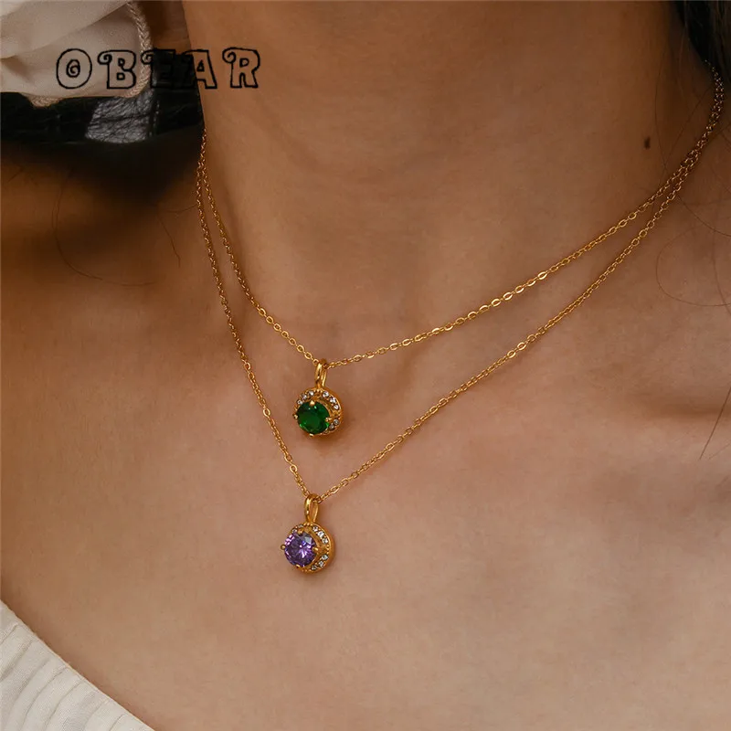 Stainless Steel Delicate Round Zircon Pendant Necklace for Women Plated 18K Gold Fine Jewelry Gift
Stainless Steel Delicate Round Zircon Pendant Necklace for Women Plated 18K Gold Fine Jewelry Gift