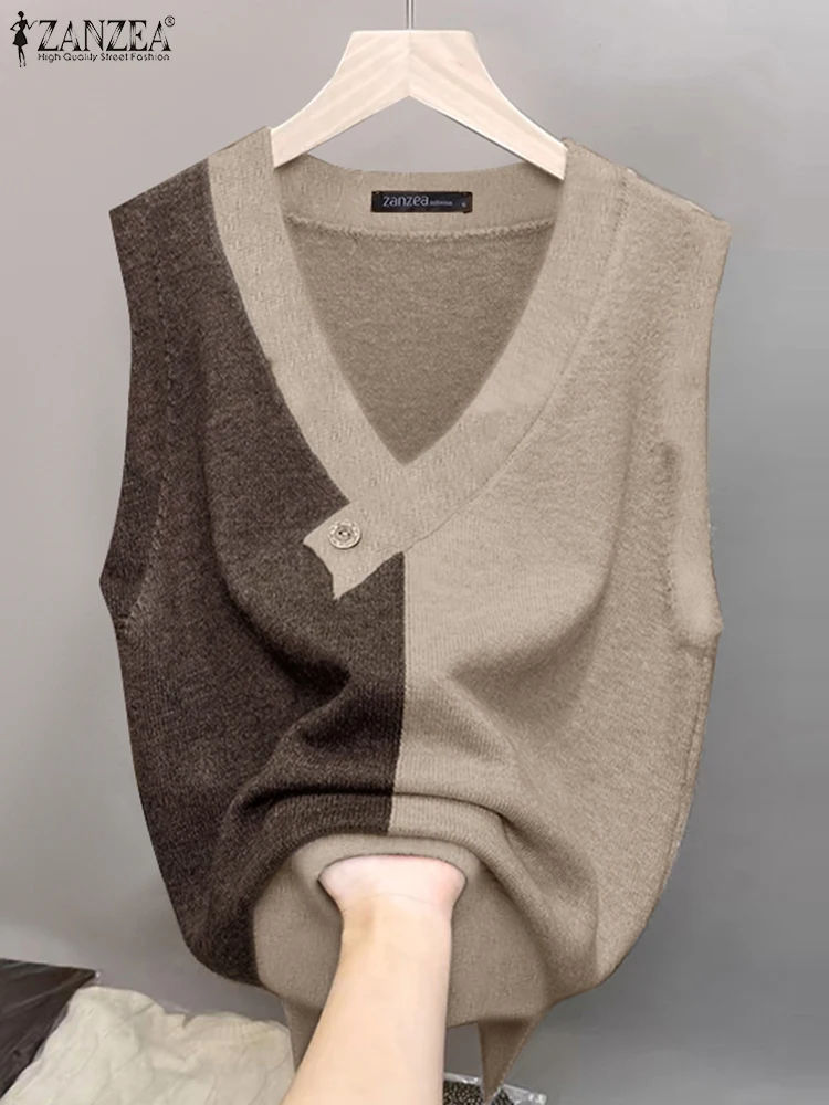 Fashion Sleeveless Tank Tops ZANZEA Women V-neck Vests 2025 Spring Colorblock Knitted Tanks Vintage Buttons Stitching Waistcoats
Fashion Sleeveless Tank Tops ZANZEA Women V-neck Vests 2025 Spring Colorblock Knitted Tanks Vintage Buttons Stitching Waistcoats