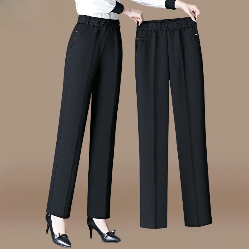 Брюки прямого кроя с высокой талией для мам, повседневные женские брюки для женщин среднего возраста, модные длинные брюки из смесового полиэстера, весна-осень
Брюки прямого кроя с высокой талией для мам, повседневные женские брюки для женщин среднего возраста, модные длинные брюки из смесового полиэстера, весна-осень