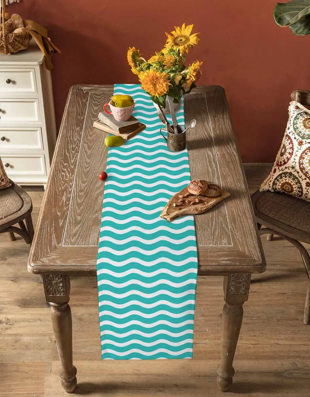 Cyan Water Ripple Striped Table Runner Dining Table Decoration for Home Party Indoor
Cyan Water Ripple Striped Table Runner Dining Table Decoration for Home Party Indoor