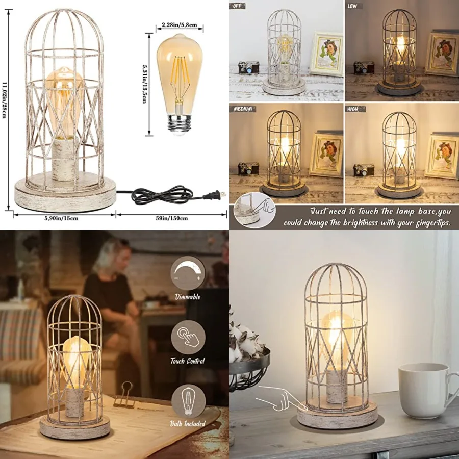 Small Table Lamp, Touch Control Table Lamp with Cage, Farmhouse Bedside Lamp 3-way Dimmable Nightstand Lamp Edison Lamp for Bed
Small Table Lamp, Touch Control Table Lamp with Cage, Farmhouse Bedside Lamp 3-way Dimmable Nightstand Lamp Edison Lamp for Bed