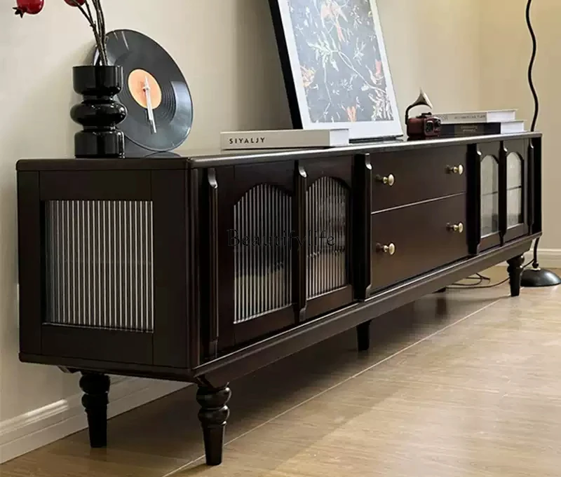 American pure solid wood TV light French retro floor cabinet medium ancient black locker
American pure solid wood TV light French retro floor cabinet medium ancient black locker