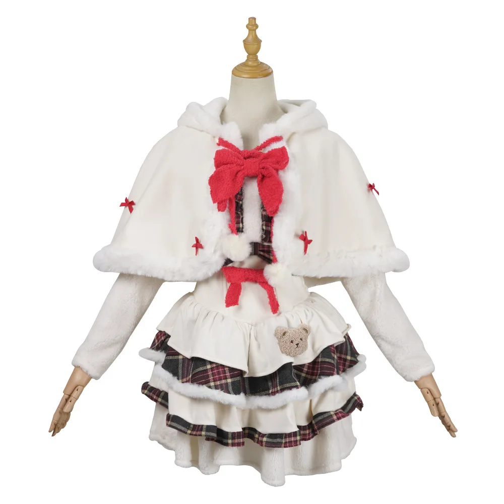 Winter Kawaii Lolita Dress Sets Women Bow Hooded Shawl Short Jackets Plaid Patchwork Mini Dresses Korean Christmas New Year Suit
Winter Kawaii Lolita Dress Sets Women Bow Hooded Shawl Short Jackets Plaid Patchwork Mini Dresses Korean Christmas New Year Suit