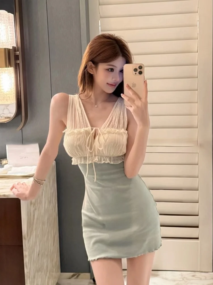 Elegant Slim Fit V-Neck Splice Belted Dress Women Summer Sexy Style Short Skirt without Sleeve Bodycon Dress for Ladies
Elegant Slim Fit V-Neck Splice Belted Dress Women Summer Sexy Style Short Skirt without Sleeve Bodycon Dress for Ladies