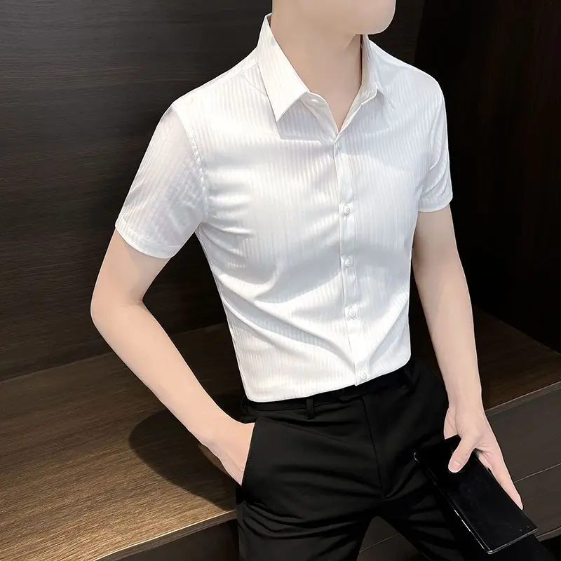 Men's Striped Button Down Shirt Summer 2026 New Casual Short Sleeve Tops Streetwear Loose Fit Breathable Menswear
Men's Striped Button Down Shirt Summer 2026 New Casual Short Sleeve Tops Streetwear Loose Fit Breathable Menswear