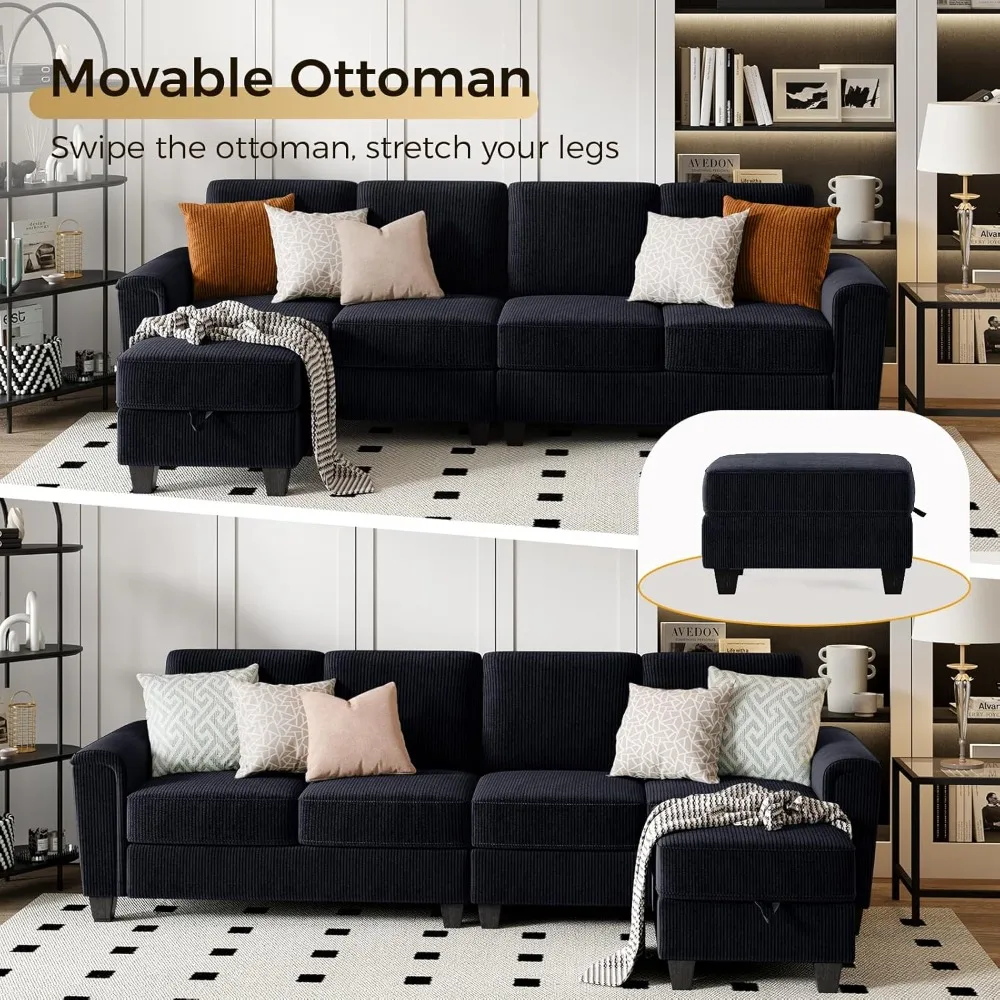 Modular Sectional Sofa Couch for Living Room, 106 Inches L Shaped Couch with Storage, 5 Seater Corduroy Home Sofas, Customized
Modular Sectional Sofa Couch for Living Room, 106 Inches L Shaped Couch with Storage, 5 Seater Corduroy Home Sofas, Customized