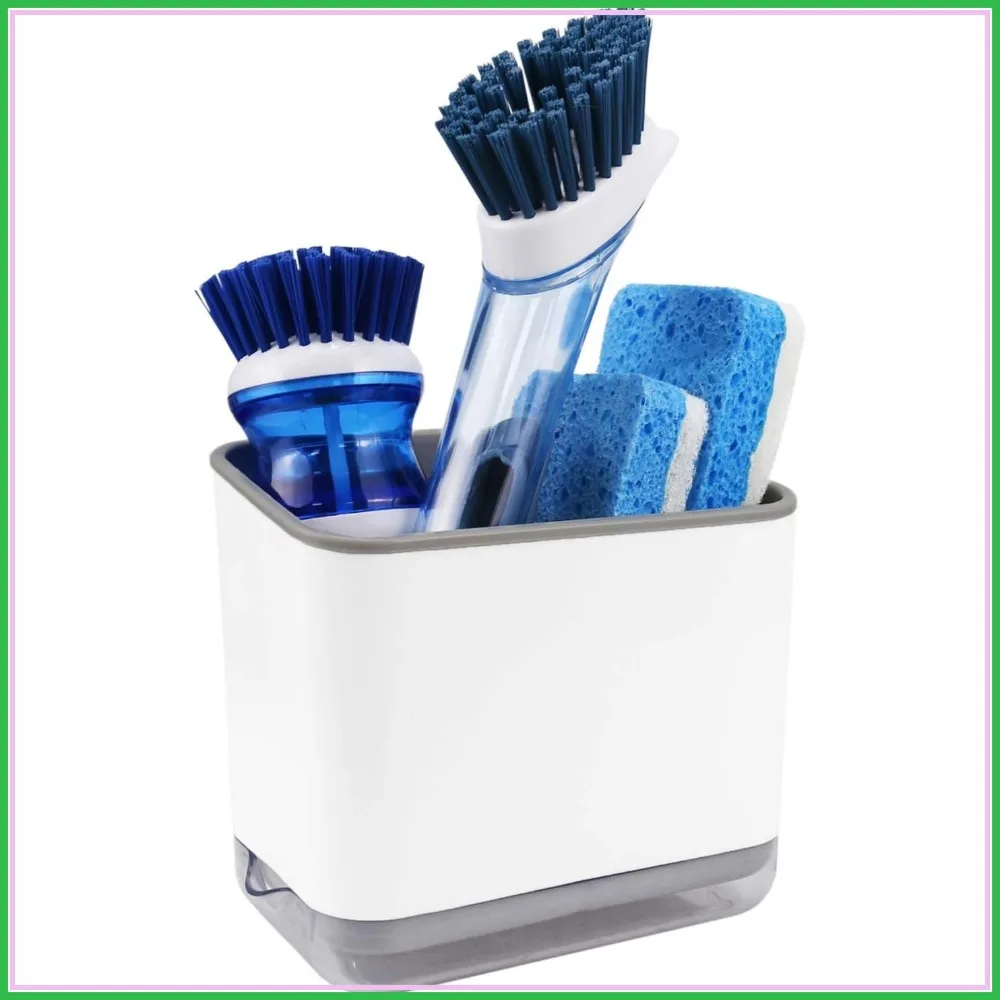 Sink Counter Caddy, Plastic Dish Sponge Holder, Kitchen Brush and Scrubber Organizer with Drain Tray, White
Sink Counter Caddy, Plastic Dish Sponge Holder, Kitchen Brush and Scrubber Organizer with Drain Tray, White