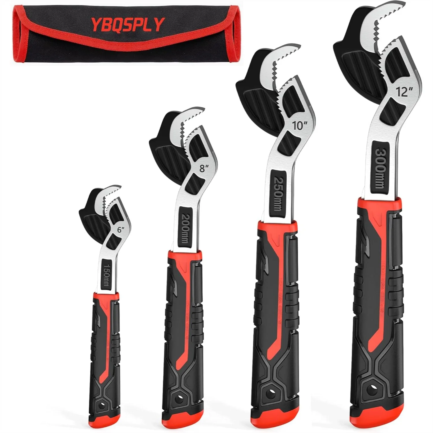 Pipe Wrench Set, 6"-12" Self Adjusting Wrench 4-Piece Plumbing Tools for 0.27"-1.7" Nuts & Pipes
Pipe Wrench Set, 6"-12" Self Adjusting Wrench 4-Piece Plumbing Tools for 0.27"-1.7" Nuts & Pipes