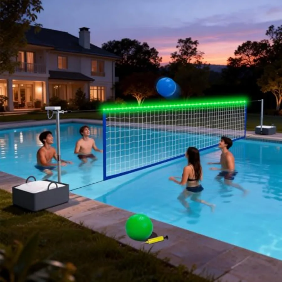 Pool Volleyball Net Set with High Brightness LED Solar Powered Lights, 15ft-32ft Adjustable Portable Volleyball Net with 40L We
Pool Volleyball Net Set with High Brightness LED Solar Powered Lights, 15ft-32ft Adjustable Portable Volleyball Net with 40L We