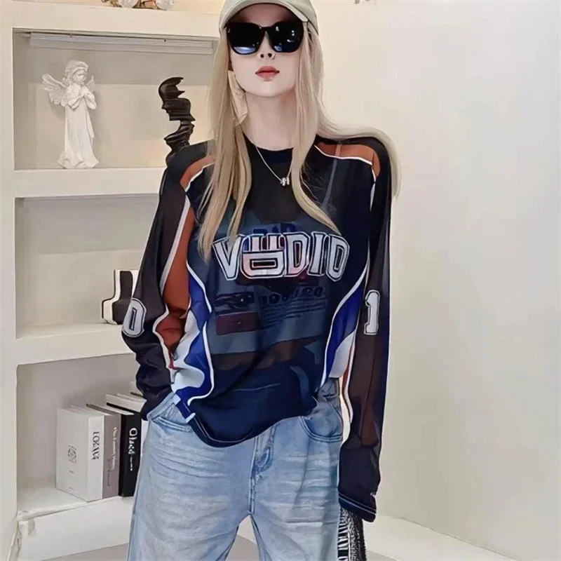 Women Sheer Mesh Long Sleeve T Shirt Summer Thin Sunscreen Oversized Tee Y2K Streetwear Loose Casual Top Blouse New
Women Sheer Mesh Long Sleeve T Shirt Summer Thin Sunscreen Oversized Tee Y2K Streetwear Loose Casual Top Blouse New