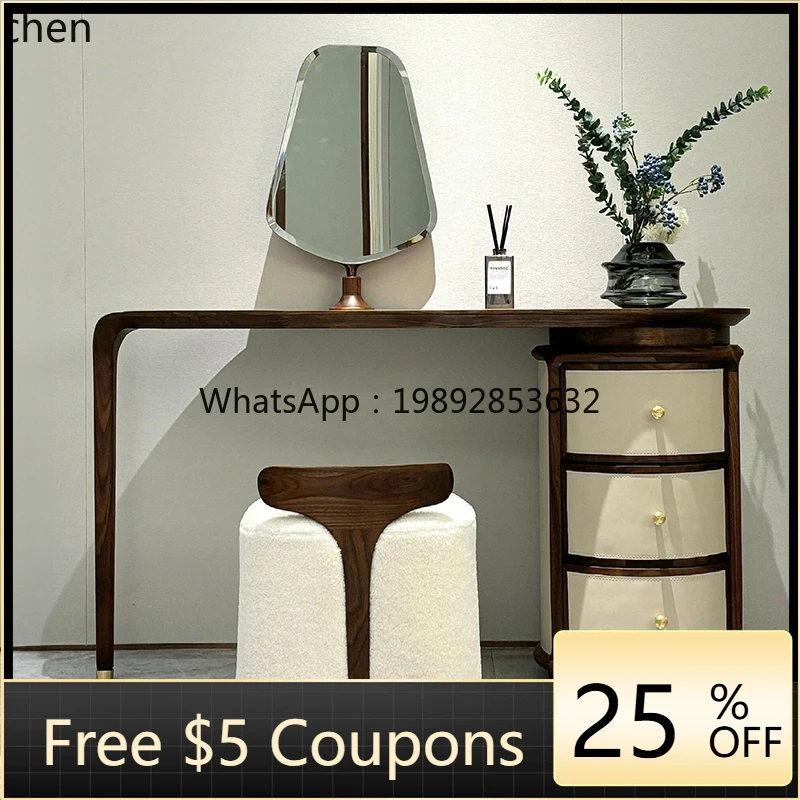 AB luxury solid wood table bedroom small apartment against the wall simple designer vanity mirror stool
AB luxury solid wood table bedroom small apartment against the wall simple designer vanity mirror stool