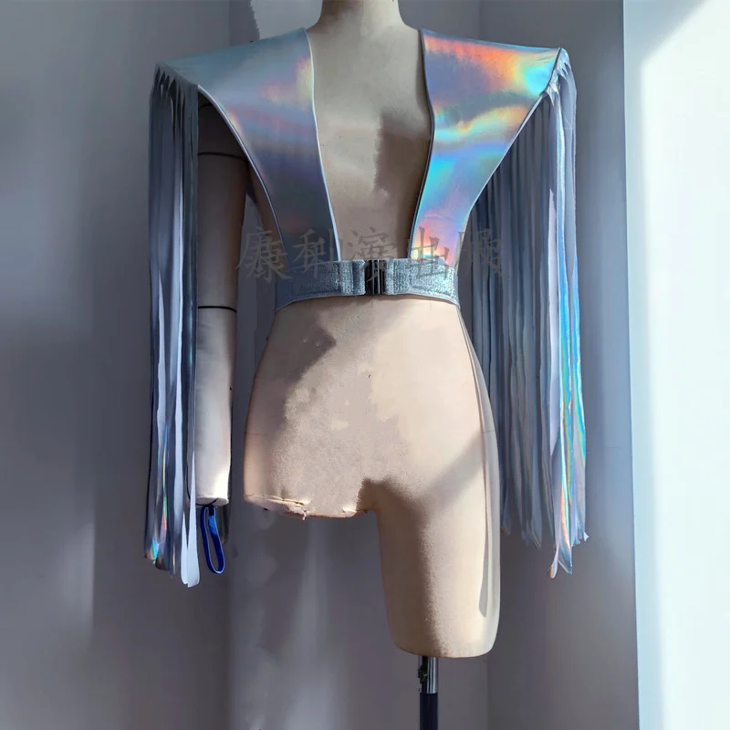 Men Women Jazz Dance Clothing Laser Dazzling Color Fringed Shoulder Vest Bar Ds Dj Performance Outfit Costumes Stage Accessories
Men Women Jazz Dance Clothing Laser Dazzling Color Fringed Shoulder Vest Bar Ds Dj Performance Outfit Costumes Stage Accessories