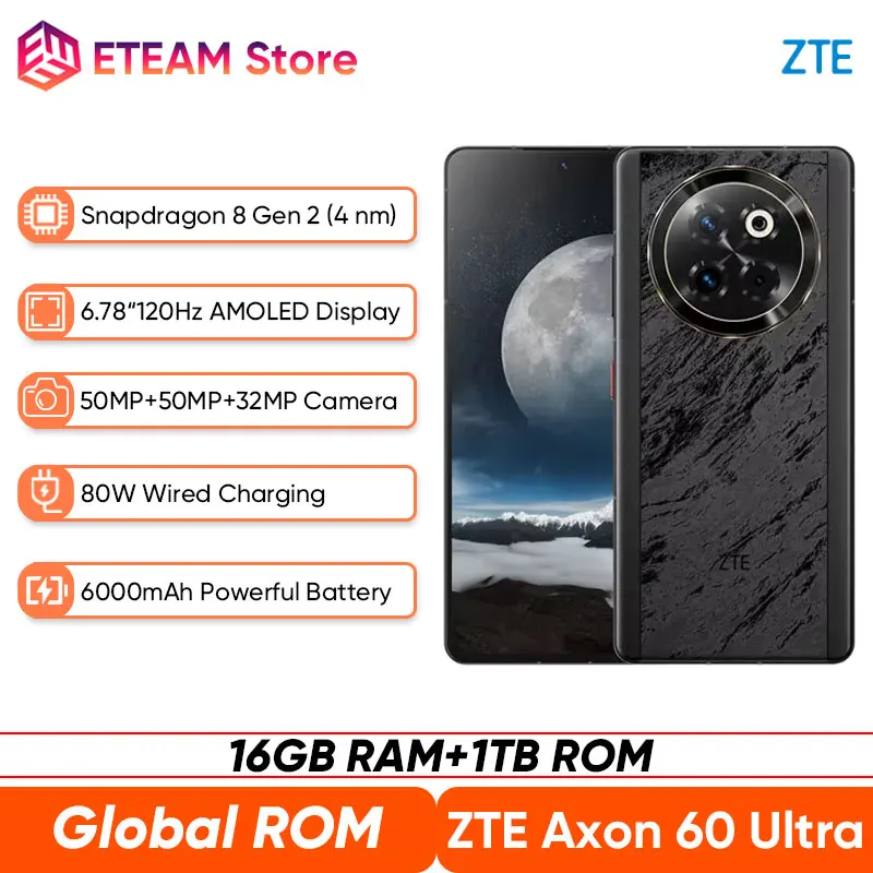 Global ROM ZTE Axon 60 Ultra 5G Smartphone Snapdragon 8 Gen 2 6.78" 120Hz AMOLED Display Dual SIM 6000mAh Battery 80W Charging
Global ROM ZTE Axon 60 Ultra 5G Smartphone Snapdragon 8 Gen 2 6.78" 120Hz AMOLED Display Dual SIM 6000mAh Battery 80W Charging