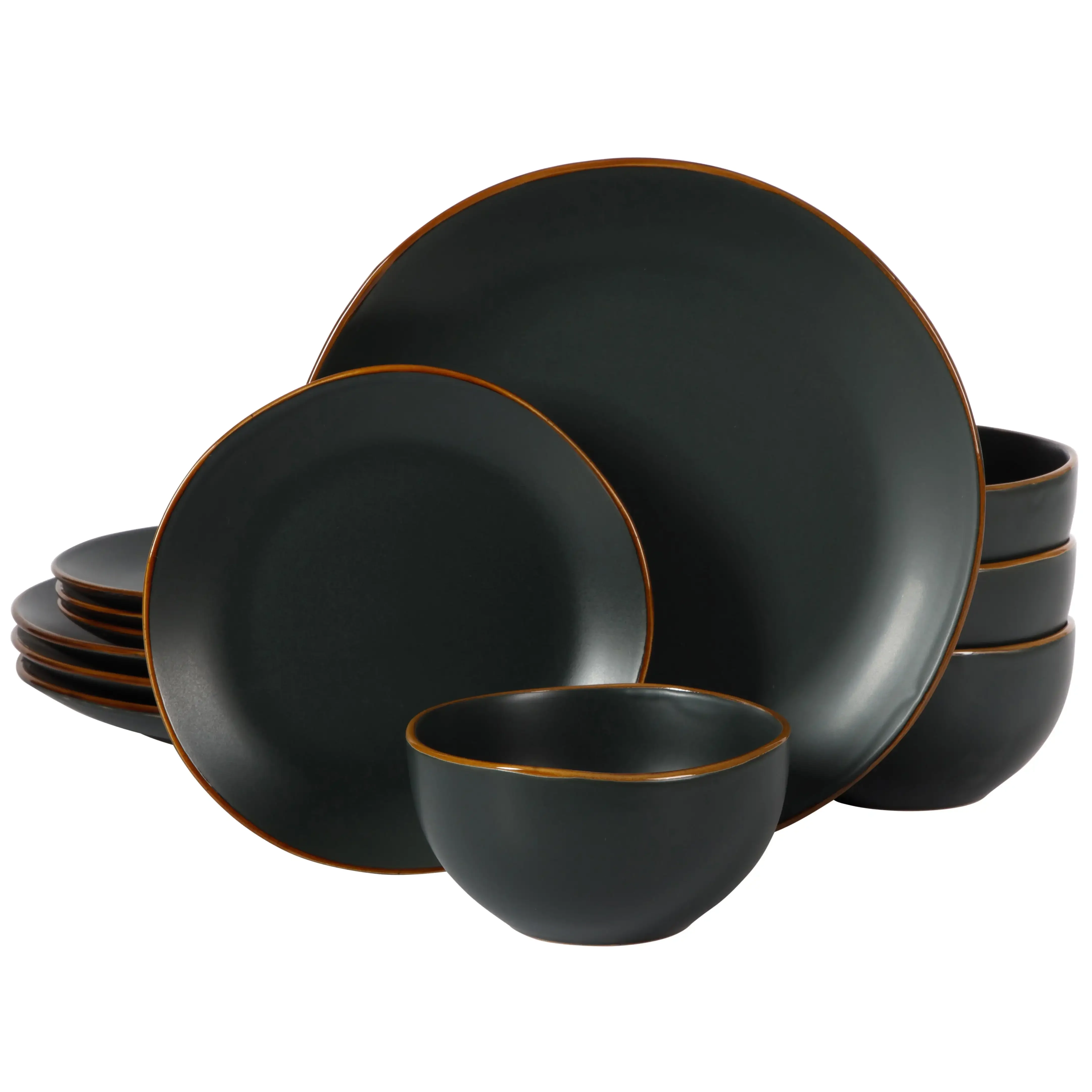 12-piece matte black ceramic dinnerware set for everyday use
12-piece matte black ceramic dinnerware set for everyday use
